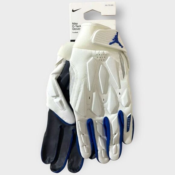 Nike Jordan D-Tack 7.0 White/Signal Blue Football Gloves HQ5969-161 Size 2XL New - Picture 2 of 6